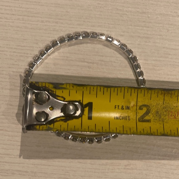 (3/$10) Cubic Zirconia Rhinestone CZ Silver Elastic Bracelet - Picture 5 of 5